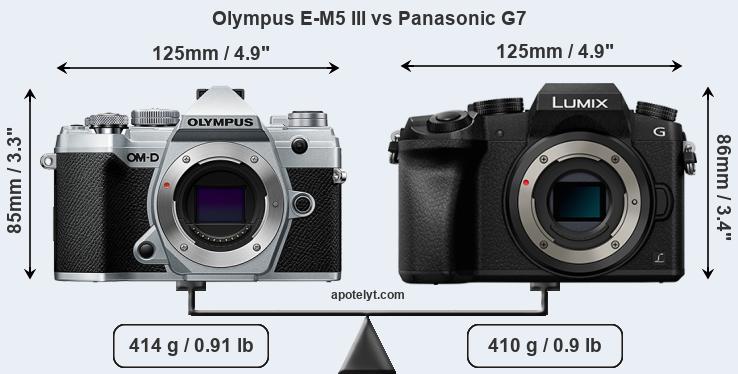 Size Olympus E-M5 III vs Panasonic G7