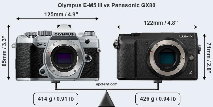 Size Olympus E-M5 III vs Panasonic GX80