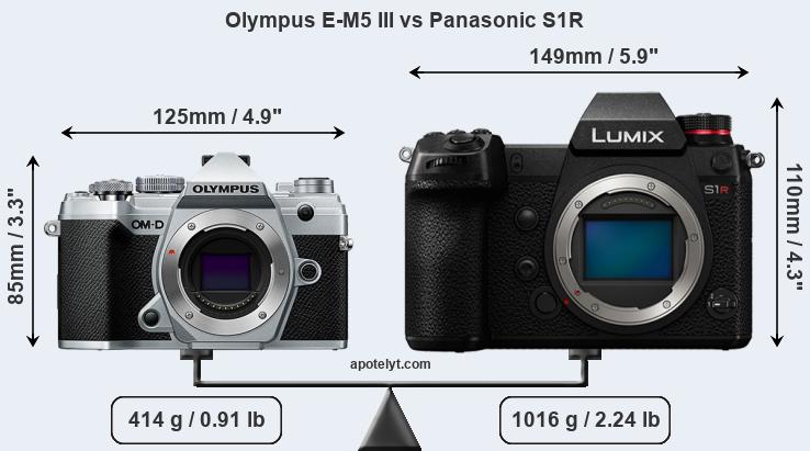 Size Olympus E-M5 III vs Panasonic S1R