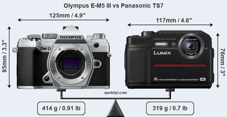 Size Olympus E-M5 III vs Panasonic TS7
