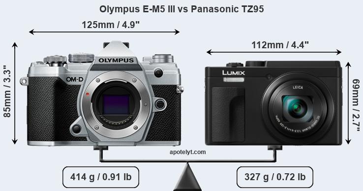 Size Olympus E-M5 III vs Panasonic TZ95