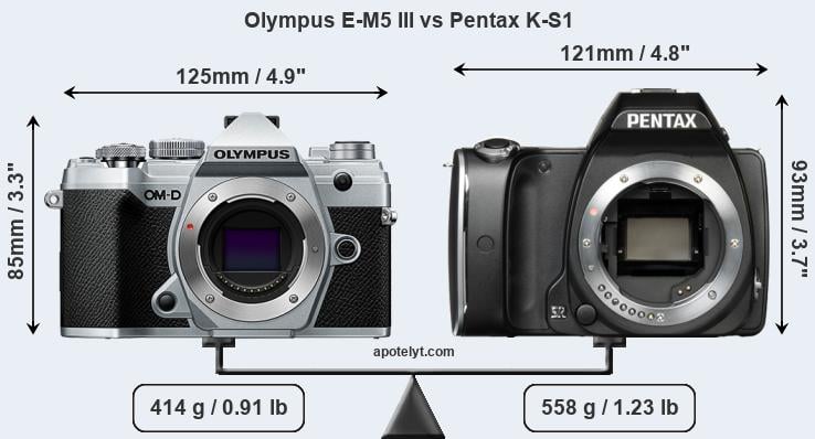 Size Olympus E-M5 III vs Pentax K-S1