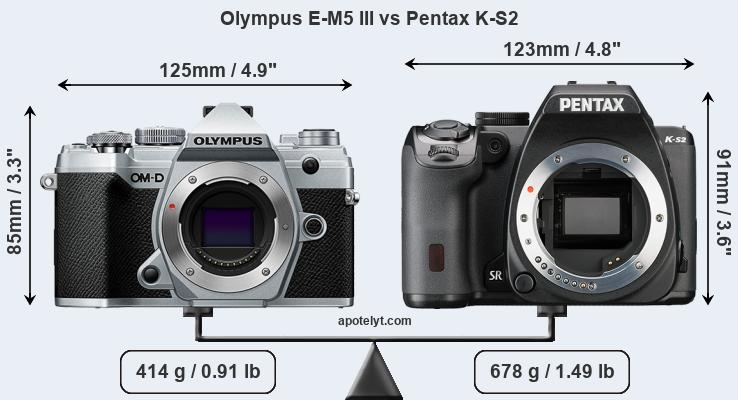 Size Olympus E-M5 III vs Pentax K-S2