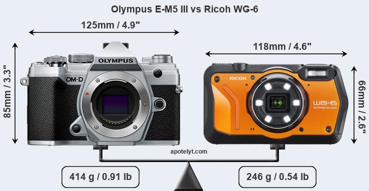 Size Olympus E-M5 III vs Ricoh WG-6