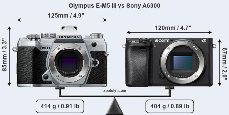 Size Olympus E-M5 III vs Sony A6300