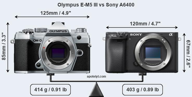 Size Olympus E-M5 III vs Sony A6400