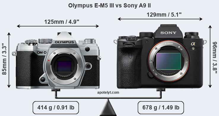 Size Olympus E-M5 III vs Sony A9 II