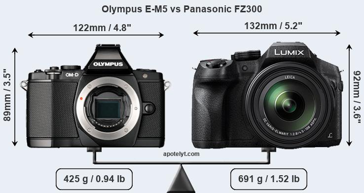 Size Olympus E-M5 vs Panasonic FZ300