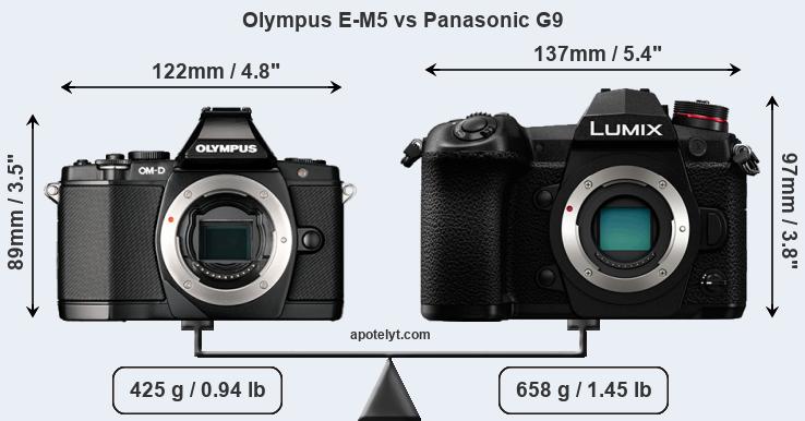 Size Olympus E-M5 vs Panasonic G9