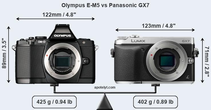 Size Olympus E-M5 vs Panasonic GX7