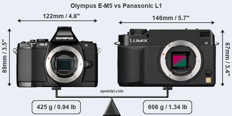 Size Olympus E-M5 vs Panasonic L1