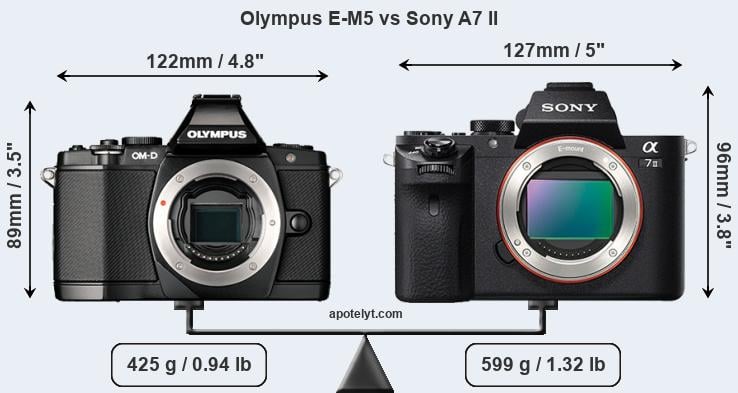 Size Olympus E-M5 vs Sony A7 II
