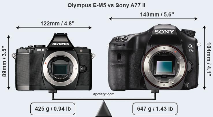 Size Olympus E-M5 vs Sony A77 II