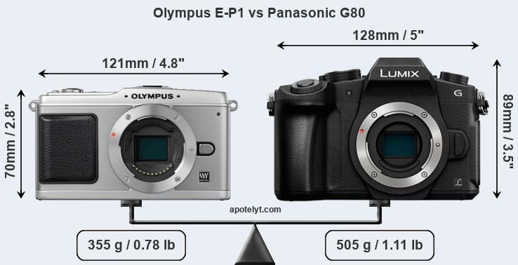 Size Olympus E-P1 vs Panasonic G80