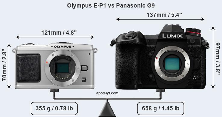 Size Olympus E-P1 vs Panasonic G9