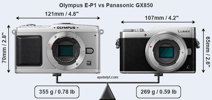 Size Olympus E-P1 vs Panasonic GX850