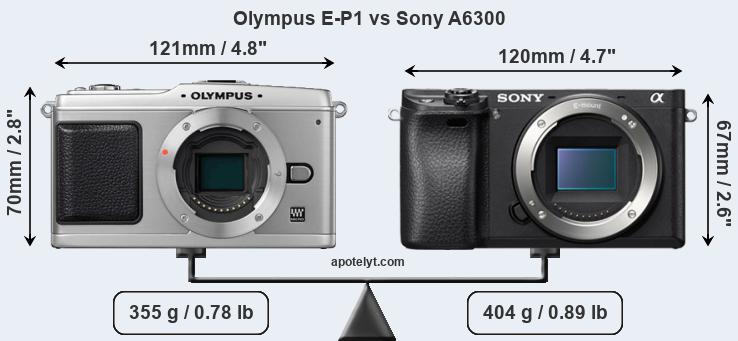 Size Olympus E-P1 vs Sony A6300