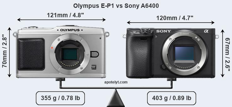 Size Olympus E-P1 vs Sony A6400