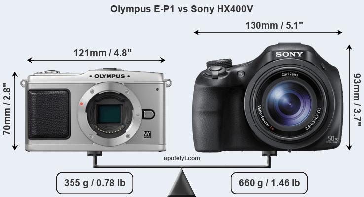 Size Olympus E-P1 vs Sony HX400V