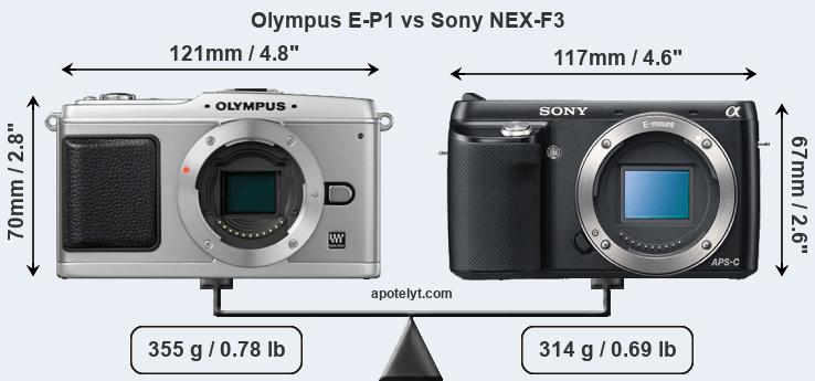 Size Olympus E-P1 vs Sony NEX-F3