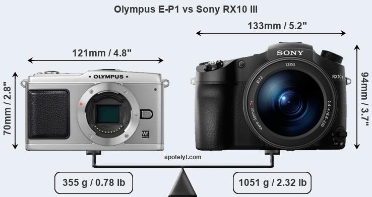 Size Olympus E-P1 vs Sony RX10 III