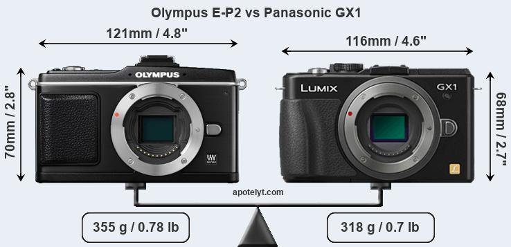 Size Olympus E-P2 vs Panasonic GX1