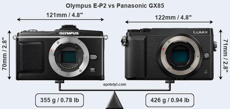 Size Olympus E-P2 vs Panasonic GX85