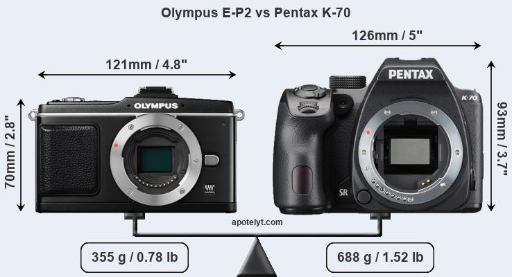 Size Olympus E-P2 vs Pentax K-70