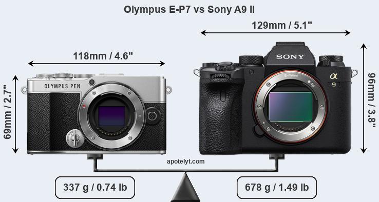 Size Olympus E-P7 vs Sony A9 II