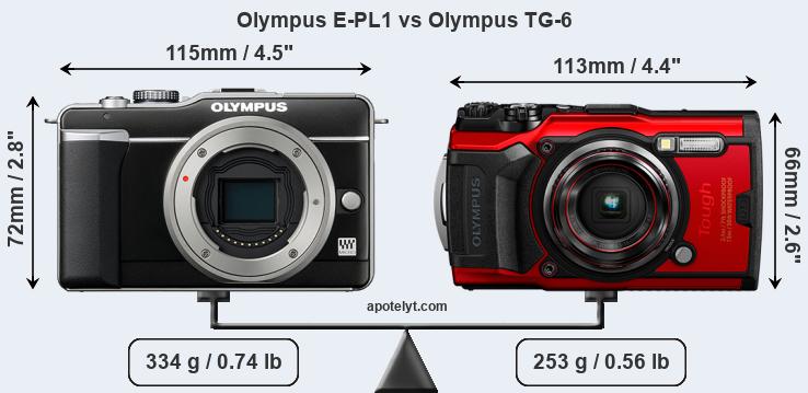 Size Olympus E-PL1 vs Olympus TG-6