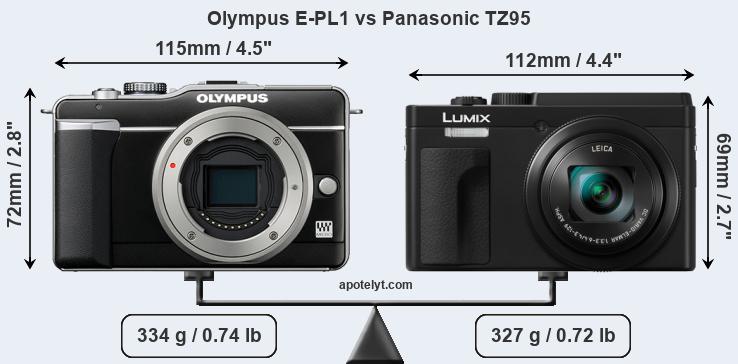 Size Olympus E-PL1 vs Panasonic TZ95