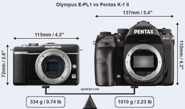 Size Olympus E-PL1 vs Pentax K-1 II