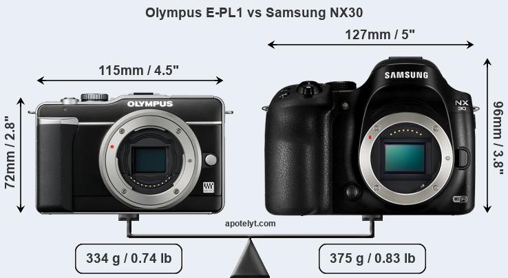 Size Olympus E-PL1 vs Samsung NX30