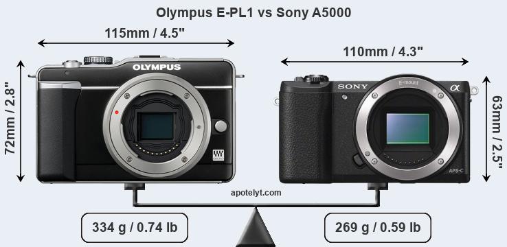 Size Olympus E-PL1 vs Sony A5000