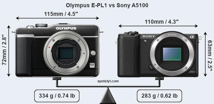 Size Olympus E-PL1 vs Sony A5100