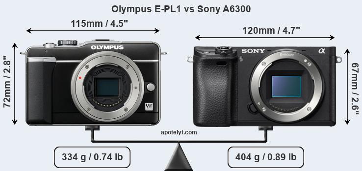 Size Olympus E-PL1 vs Sony A6300