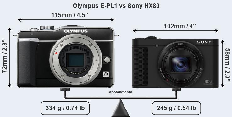 Size Olympus E-PL1 vs Sony HX80