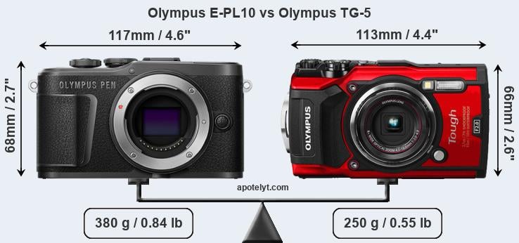Size Olympus E-PL10 vs Olympus TG-5