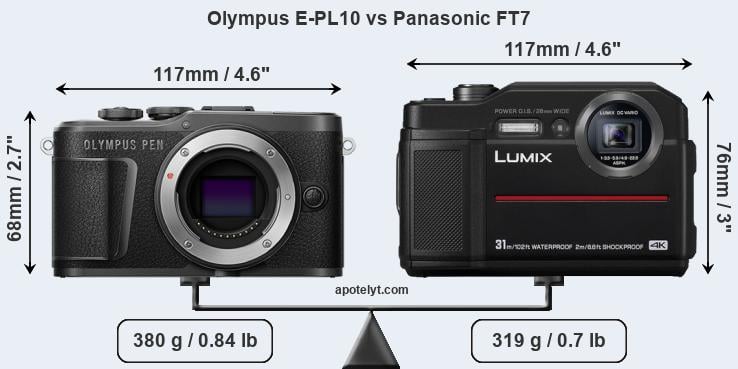 Size Olympus E-PL10 vs Panasonic FT7