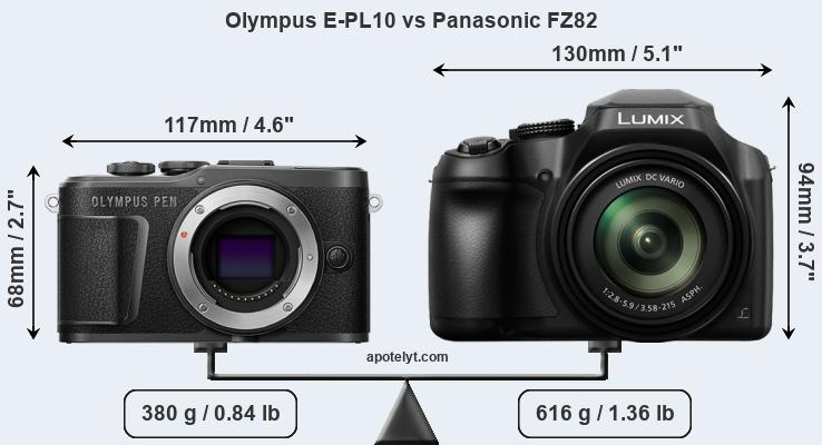 Size Olympus E-PL10 vs Panasonic FZ82