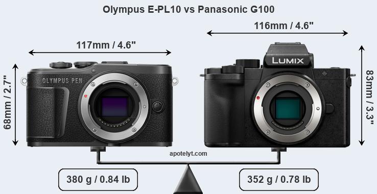 Size Olympus E-PL10 vs Panasonic G100