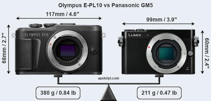 Size Olympus E-PL10 vs Panasonic GM5
