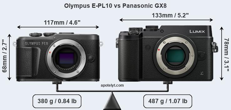 Size Olympus E-PL10 vs Panasonic GX8