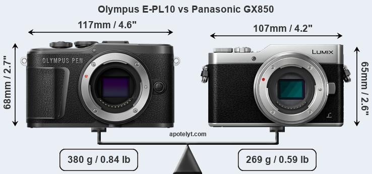 Size Olympus E-PL10 vs Panasonic GX850