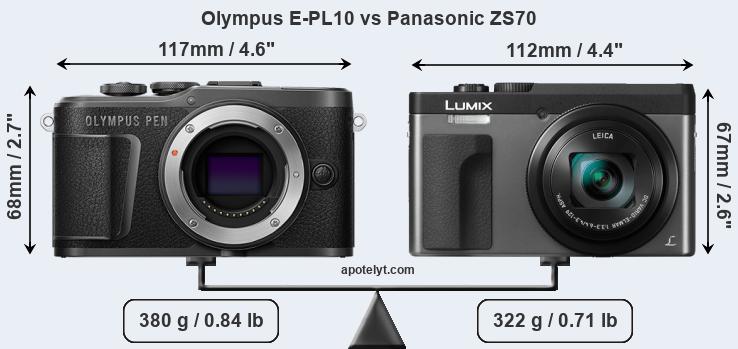 Size Olympus E-PL10 vs Panasonic ZS70
