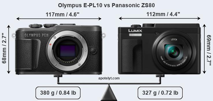 Size Olympus E-PL10 vs Panasonic ZS80