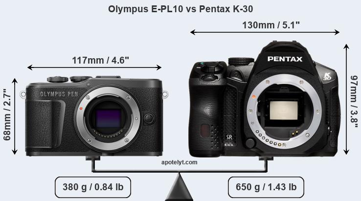 Size Olympus E-PL10 vs Pentax K-30