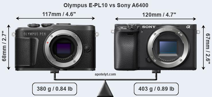 Size Olympus E-PL10 vs Sony A6400