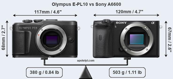 Size Olympus E-PL10 vs Sony A6600
