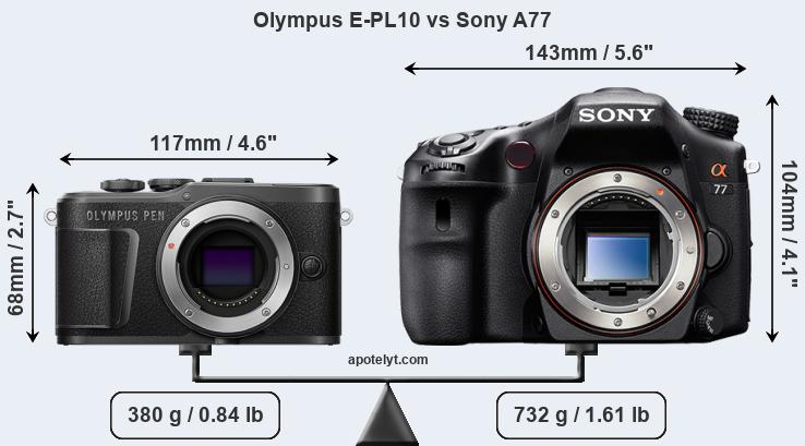 Size Olympus E-PL10 vs Sony A77